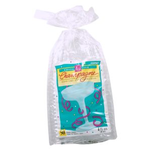 Plastic Champagne Glasses | Packaged
