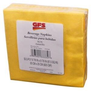 Yellow Beverage Napkins | Packaged