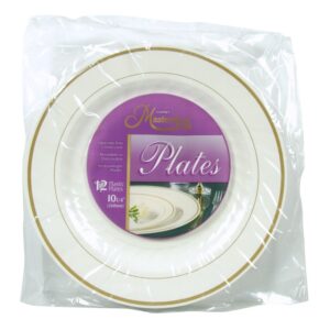 10 1/4″ Ivory Plastic Plates | Packaged