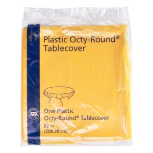 TBLCVR PLAS YEL 82″ OCTY RND 12CT | Packaged