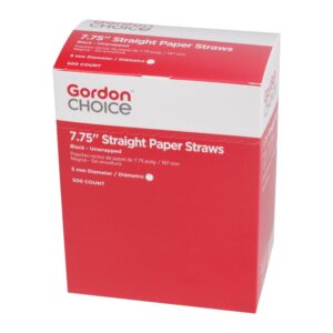 7.75 Inch Paper Jumbo Straws, Black, Unwrapped | Packaged
