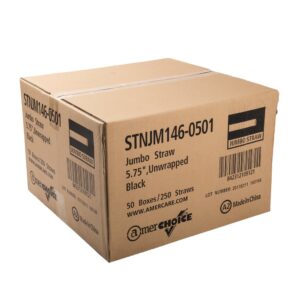 STRAW 5.75″ BLACK UNWRPD 50-250CT | Corrugated Box