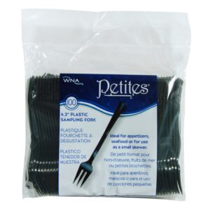 Black Plastic Petite Forks | Packaged