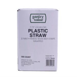 Jumbo White and Red Straws | Packaged