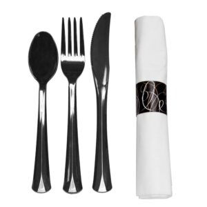 Party Essentials Black Paper Napkin Rolls 6/25ct | RAW